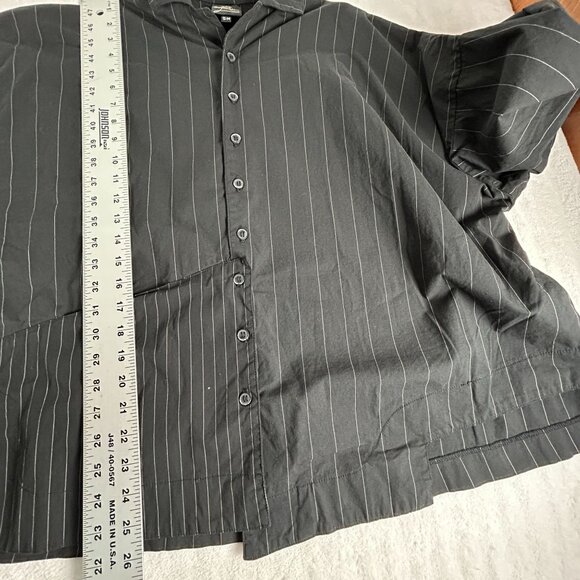 SpiritHouse Women’s Asymmetric Pinstripe Shirt Black Art to Wear Button-Up S/M - Picture 9 of 10